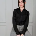Camasa pentru Femei negru cu dantela 97% bumbac 3% elastan