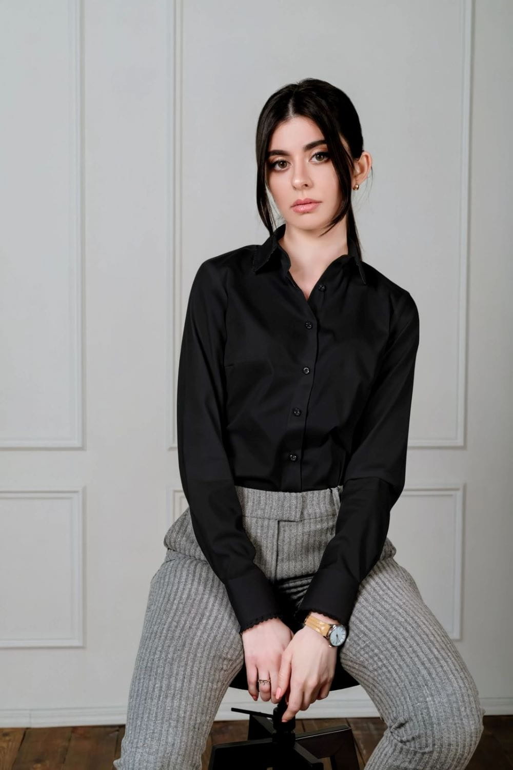Camasa pentru Femei negru cu dantela 97% bumbac 3% elastan Camasa pentru Femei negru cu dantela 97% bumbac 3% elastan